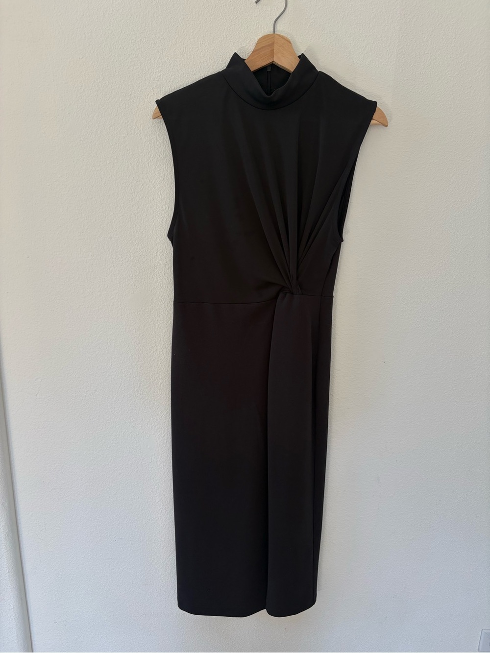 Zara Dark Gray Sleeveless Midi Dress with Waist Twist Detail